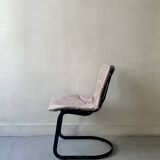 Cidue chair in black metal and short velvet, designed by Willy Rizzo in 1970.
