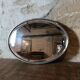 French vintage oval mirror with beveled glass and metal frame