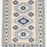 6x7 Navy Blue Cream Oriental Persian Rug, 178x225Cm