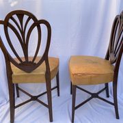 Series four English chairs Hepplewhite mahogany leather early twentieth century