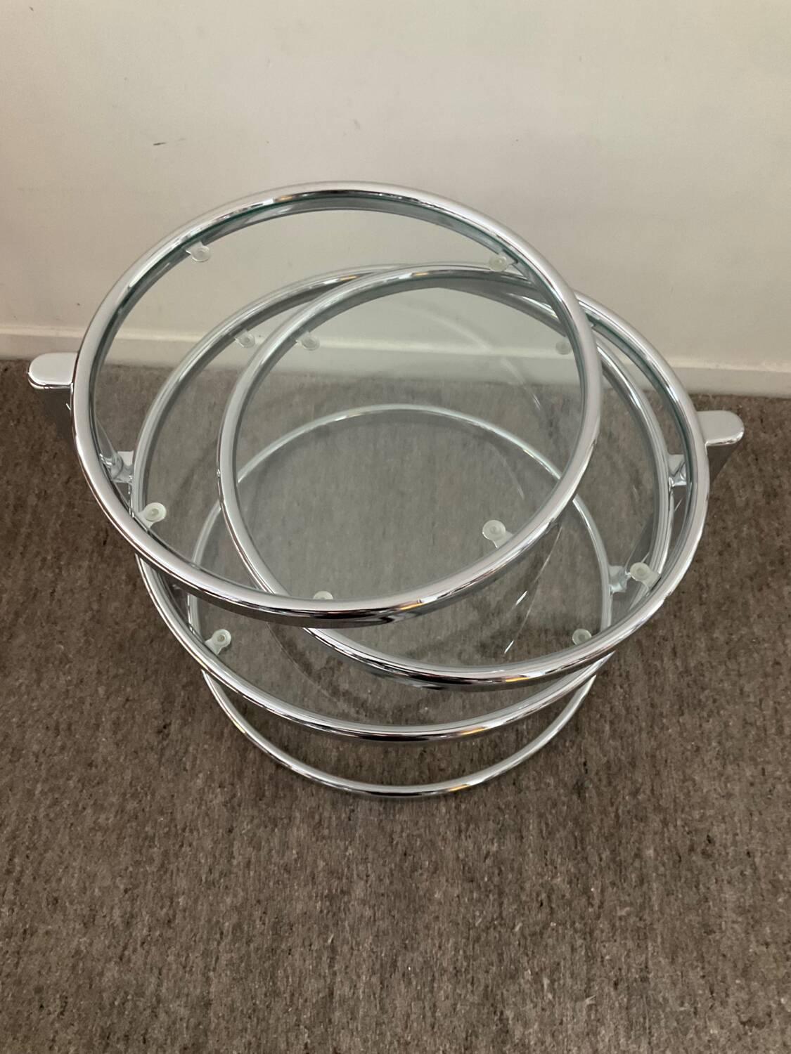 Vintage chrome coffee table with swivel tops