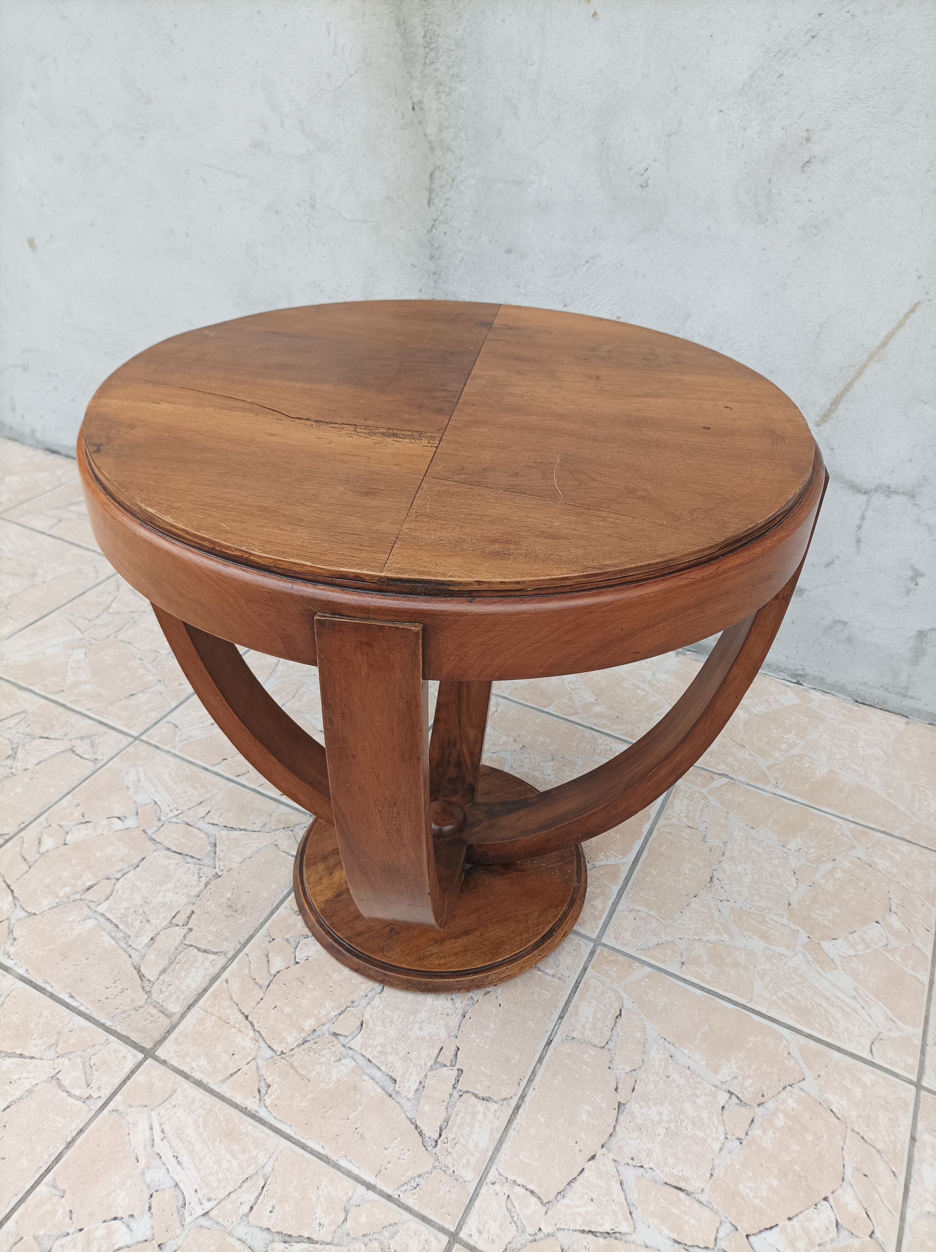 Art Deco pedestal table walnut side table