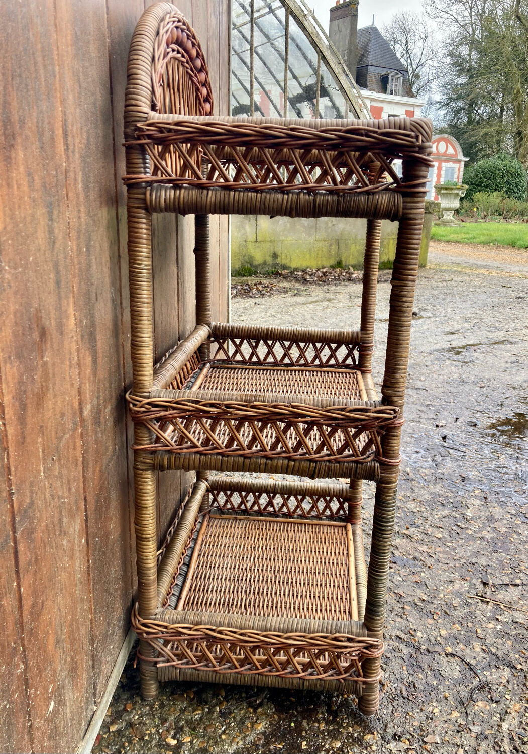 Rattan shelf cabinet