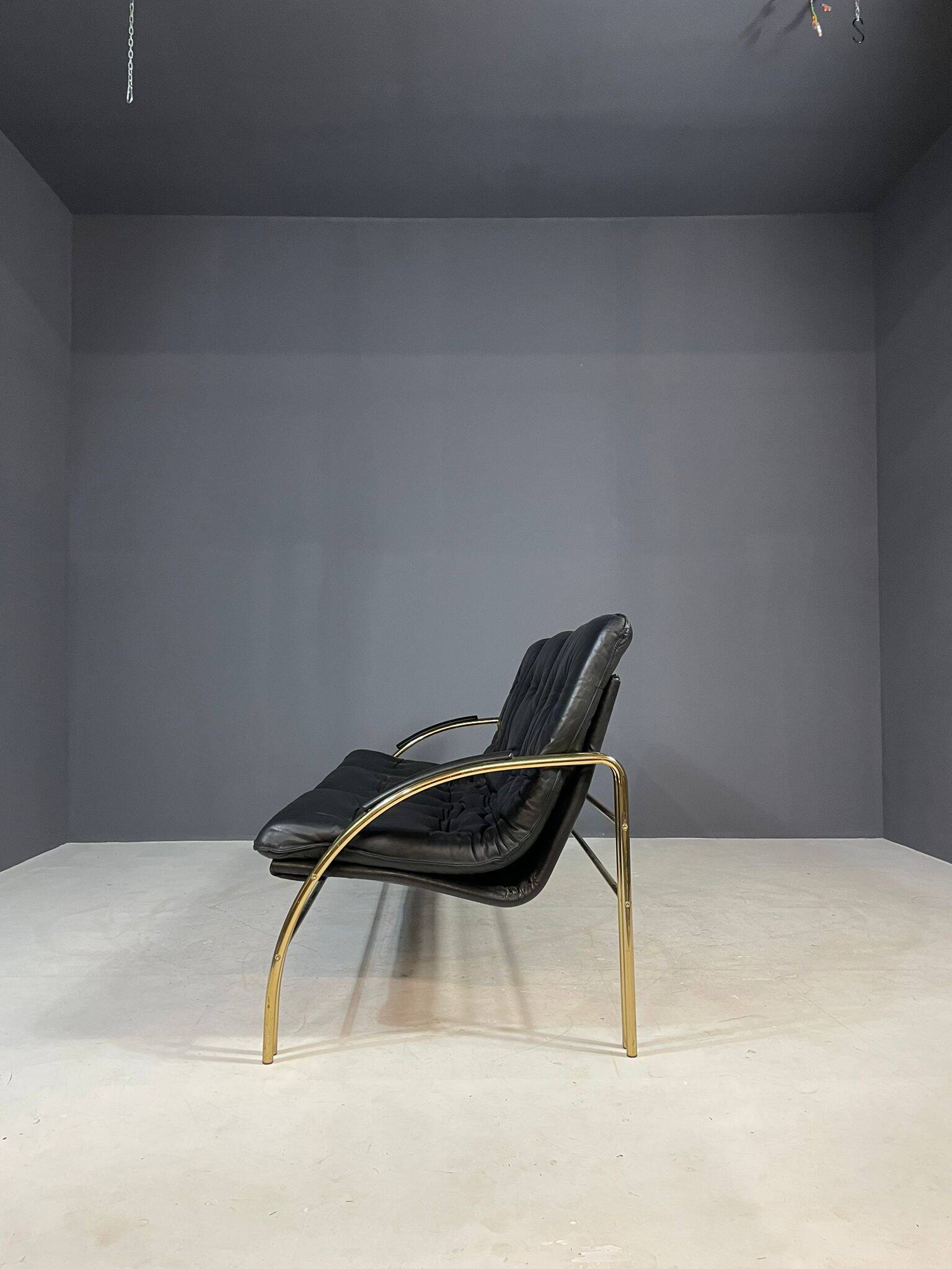 Canapé vintage en cuir et métal, années 1990
