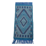 Handmade blue mergoum rug in natural wool