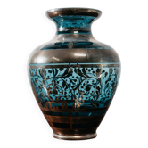 Vaso In Vetro E Argento Overlay American Art Decó 1940’s Design