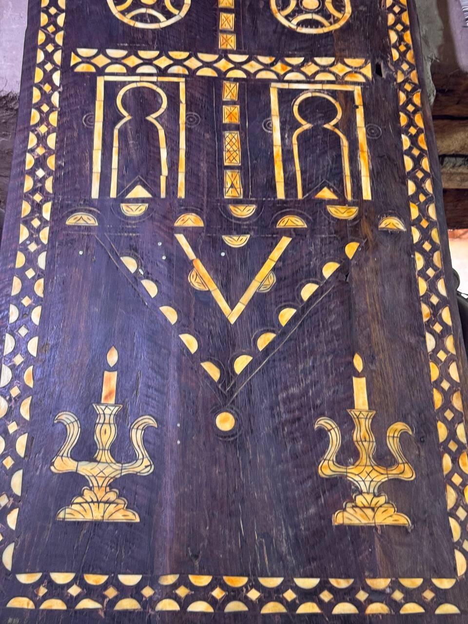 Berber heritage: ancient door decorated with camel bones