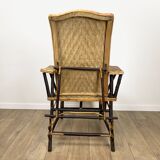Chaise longue ancienne en osier et noisetier années 20