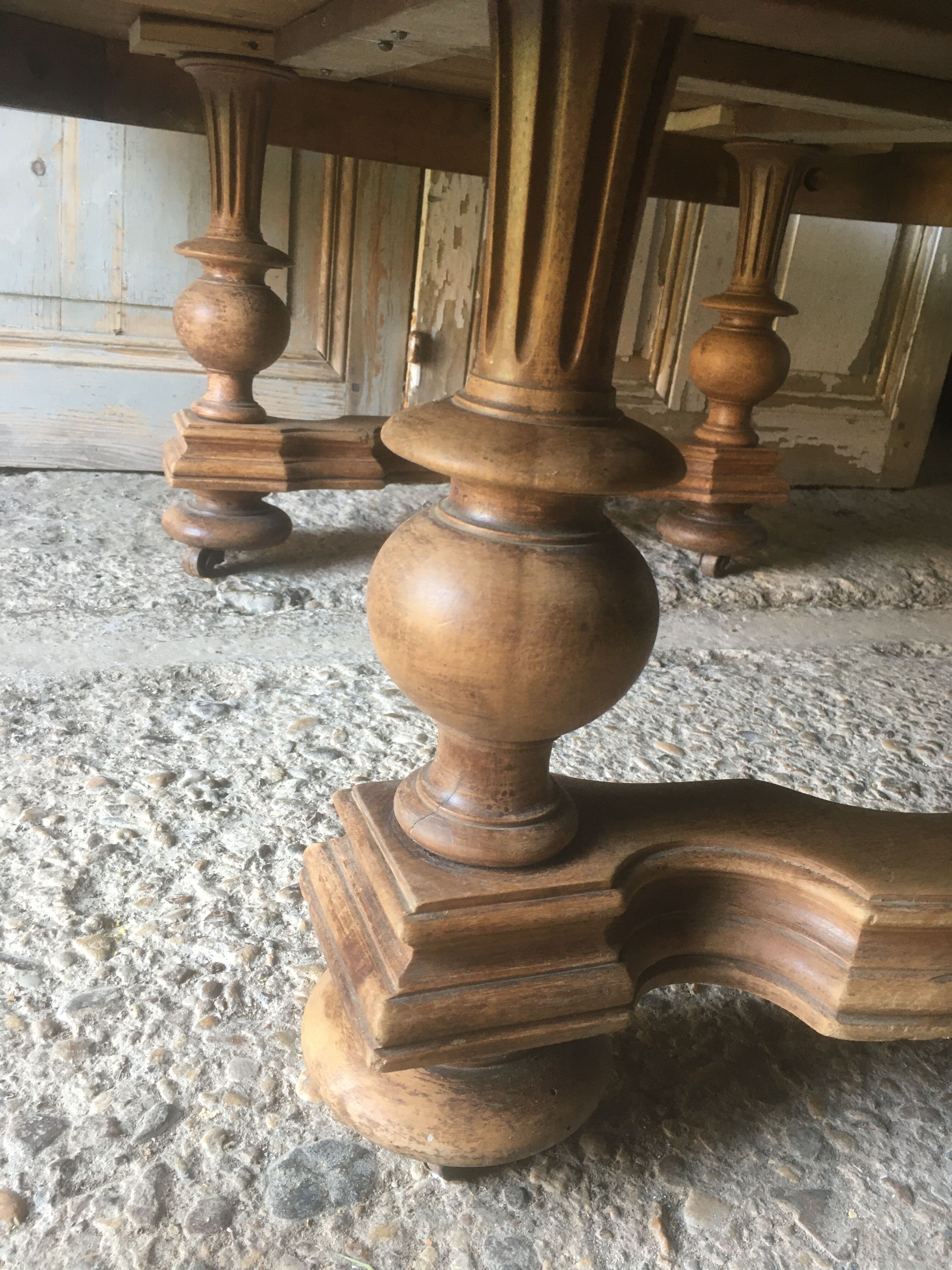 Oak coffee table on casters