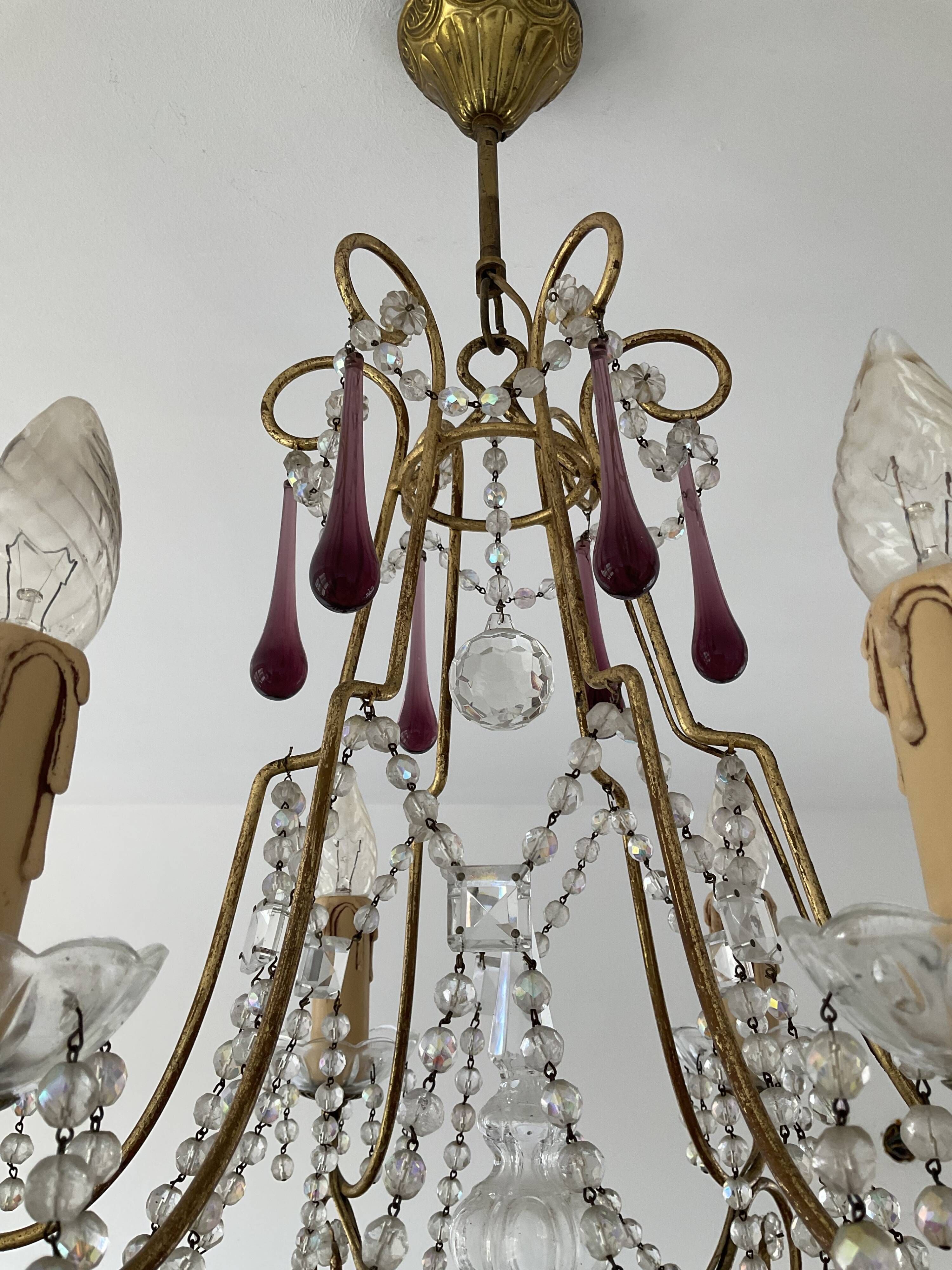 Italian chandelier of the 60s in De Murano glass