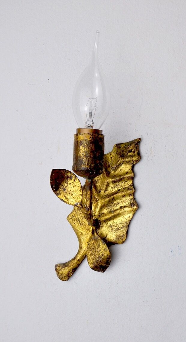 Pair of midcentury wall lamps "Leaves", Italy, 1970