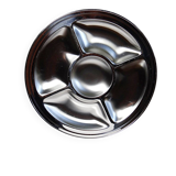 Large compartmented stainless steel hors d'oeuvre platter by Guy Degrenne, France, vintage.