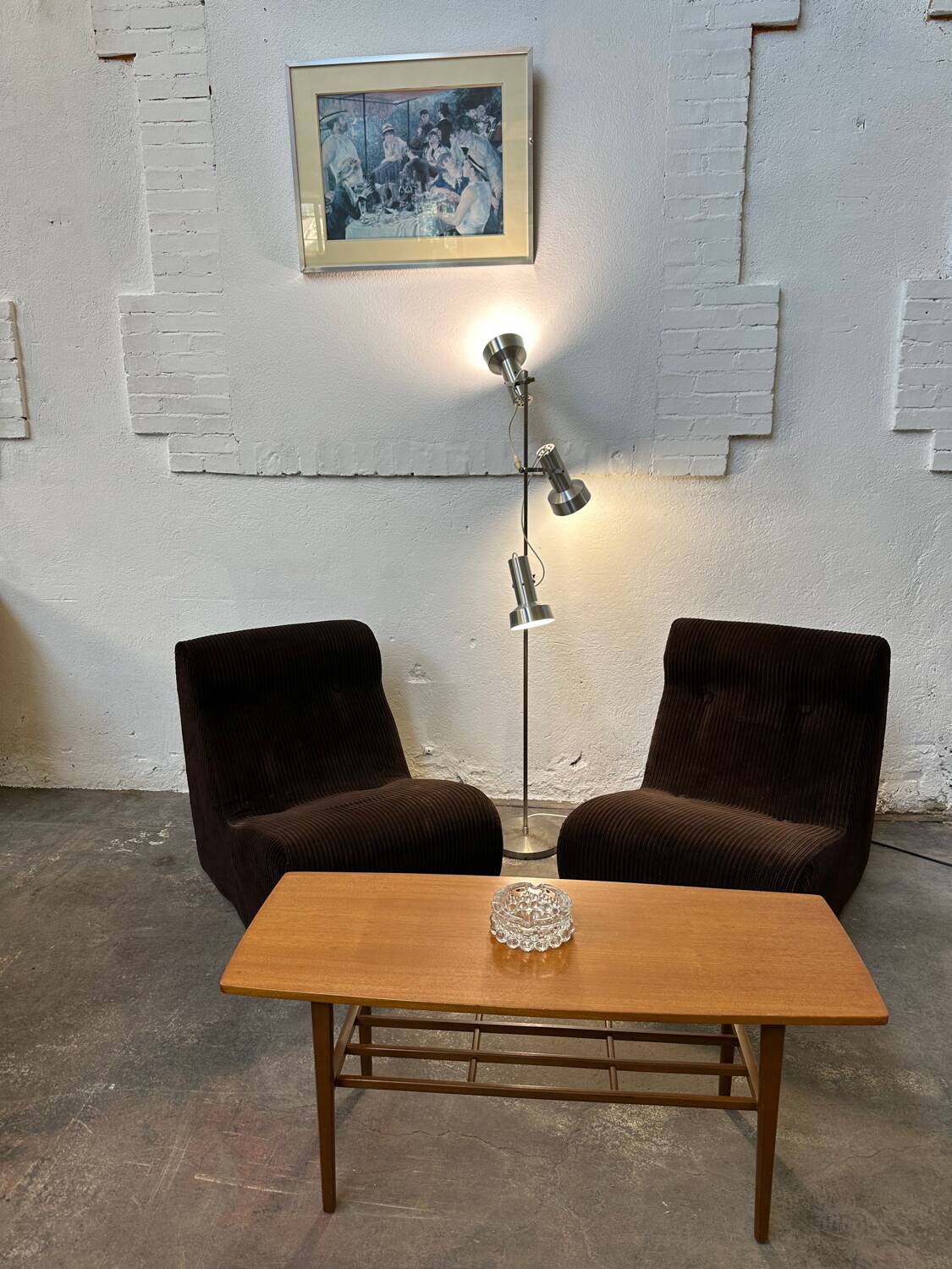 Pair of brown corduroy armchairs