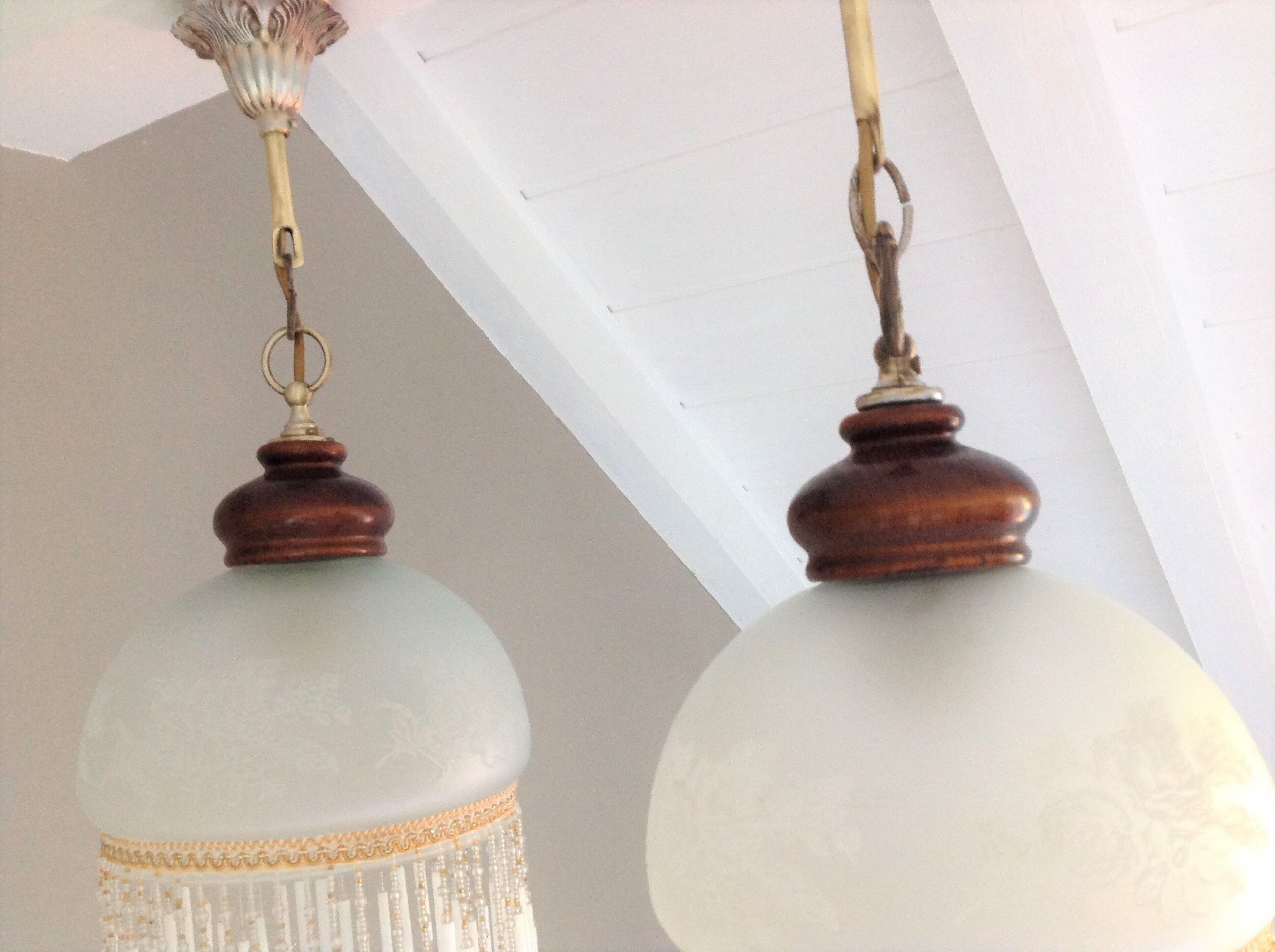 Pair of art deco style frosted glass globes