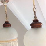 Pair of art deco style frosted glass globes