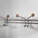 Vintage wall coat rack in brushed metal with wooden balls – Year design