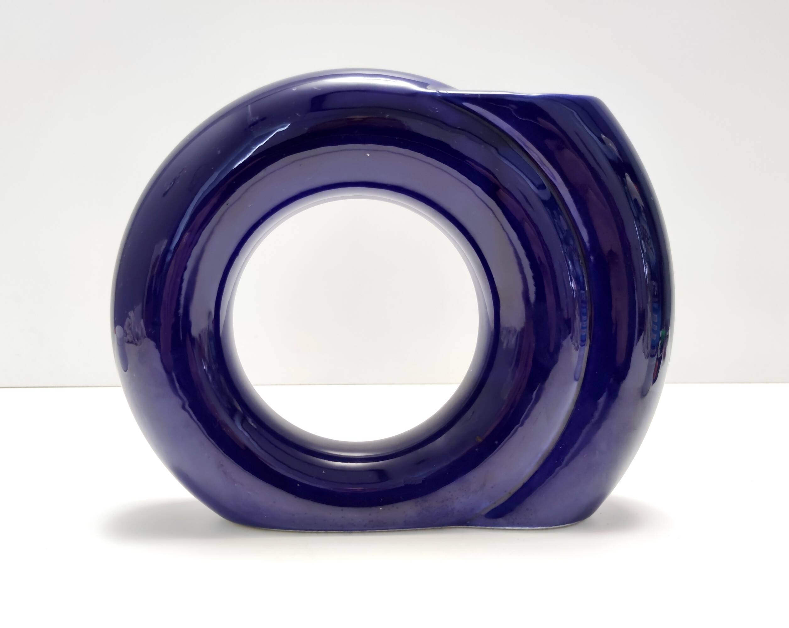 Geometrical Blue Glazed Vase by Pietro Arosio for Parravicini, Italy