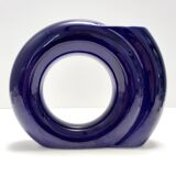 Geometrical Blue Glazed Vase by Pietro Arosio for Parravicini, Italy