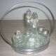 Oil vinegar salt pepper and mustard condiment server