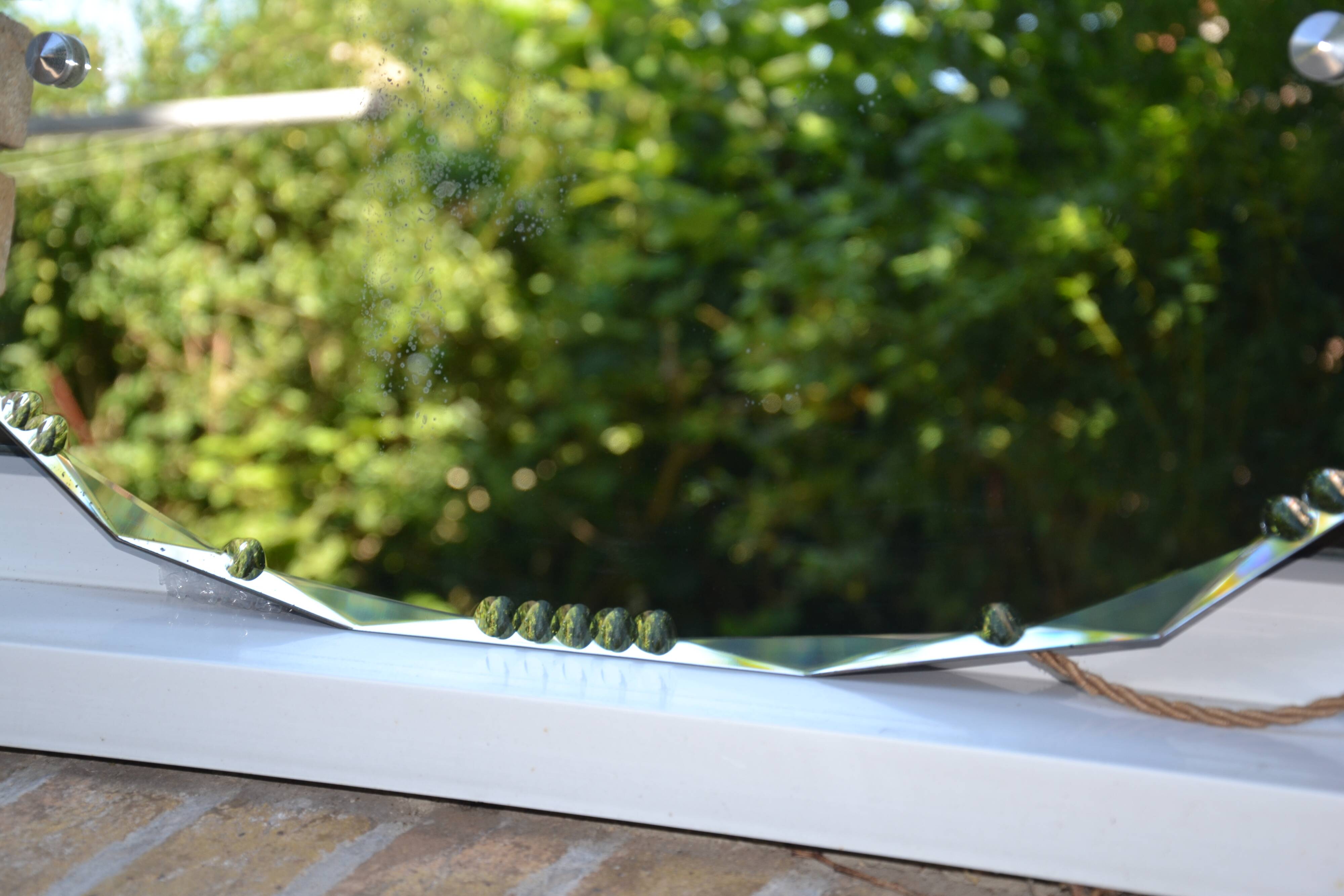 Art Deco beveled chiseled mirror