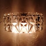 Kinkeldey glass wall light  with seven rectangular crystals and four light points. Silver chrome structure.