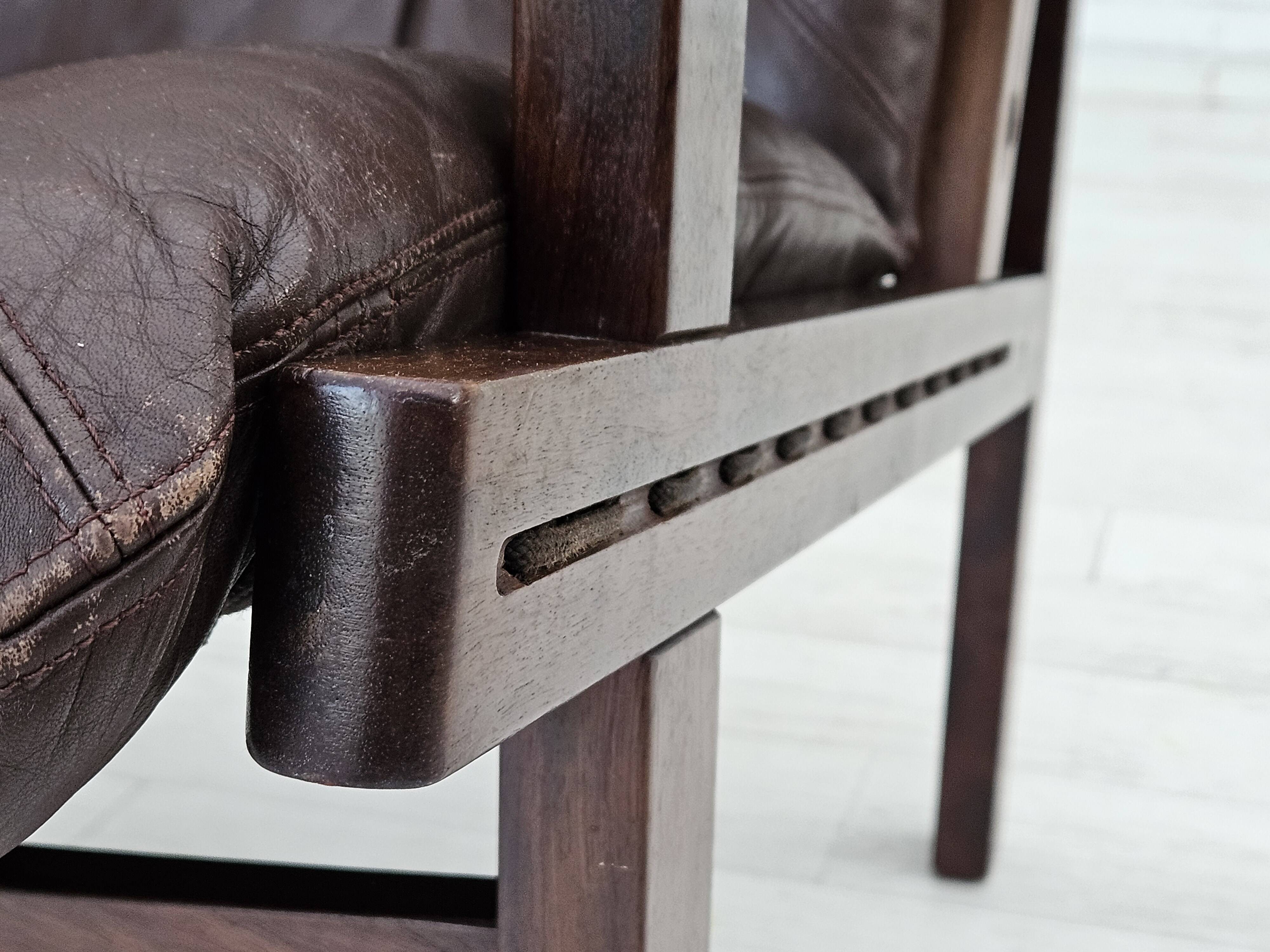 1970s, Norwegian design by Torbjørn Afdal, "Hunter" chair, leather.