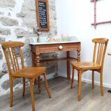 Pair of luterma monobloc bistro chairs