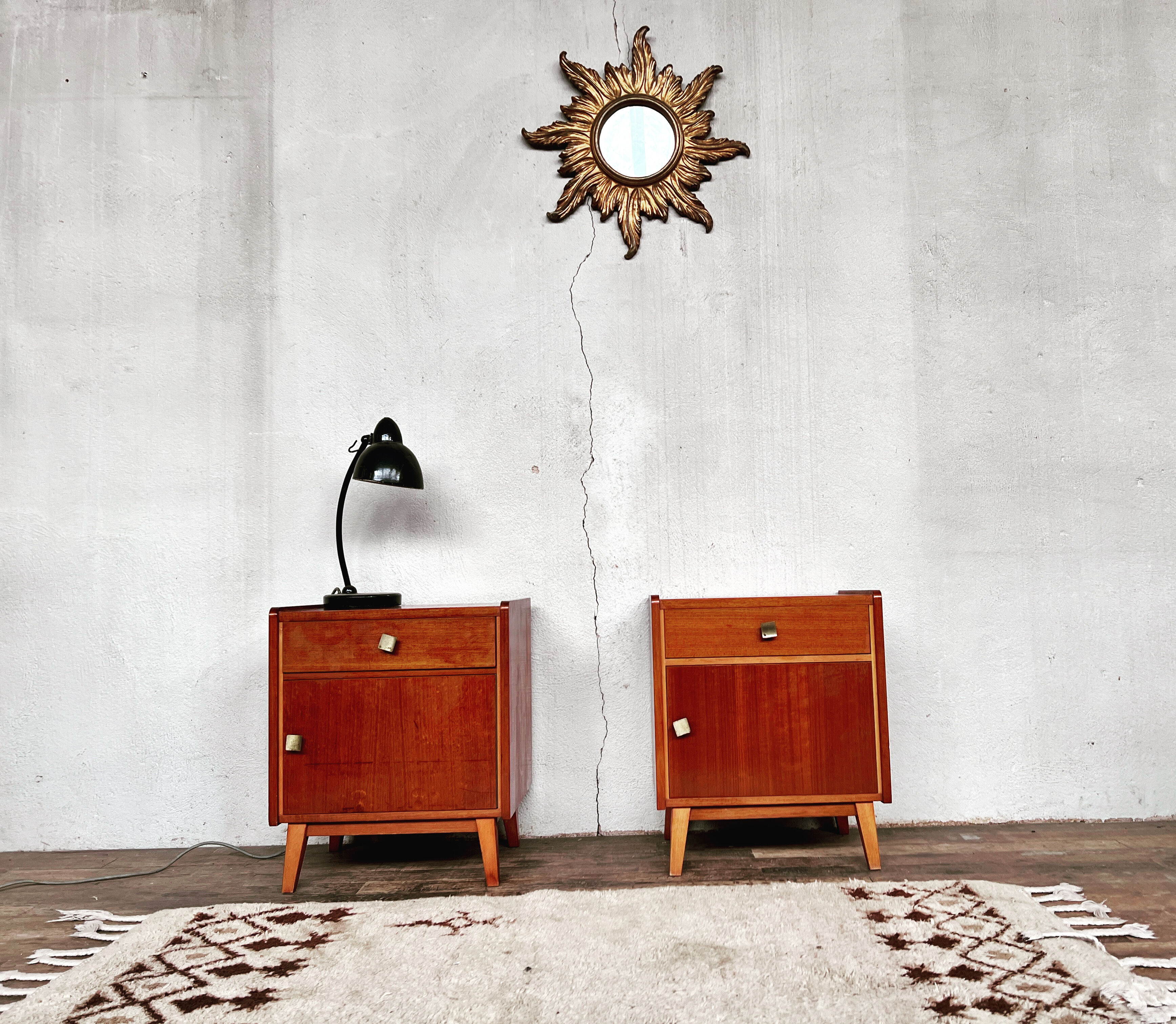 Paire de deux tables chevet 1950