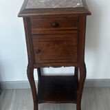 Nightstand / side table in wood and marble, late 19th century.