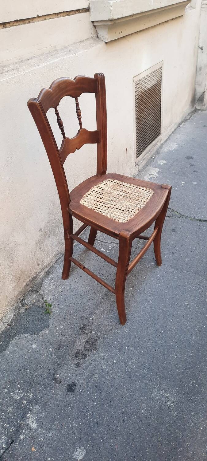 Chaise bois et cannage