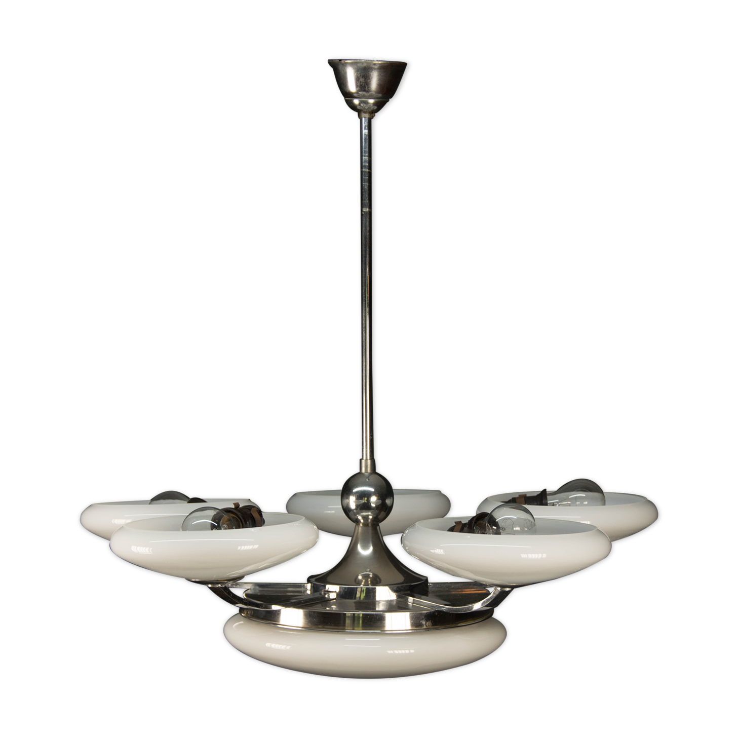 6-flamming art deco chrome-plated chandelier, 1930
