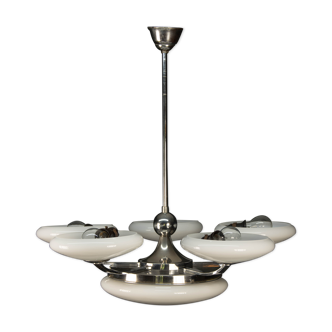 6-flamming art deco chrome-plated chandelier, 1930