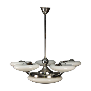 6-flamming art deco chrome-plated chandelier, 1930