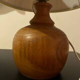 Lampe boule bois massif avec abat jour
