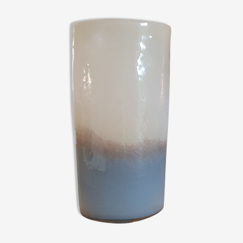 Vase haut ovale en verre effet tie & dye naturel gris beige