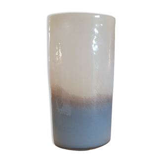 High oval vase in glass effect tie & dye natural gray beige