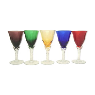 Set of 5 colorful chalice glasses