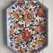 Top dish in earthenware of Gien decoration Peony