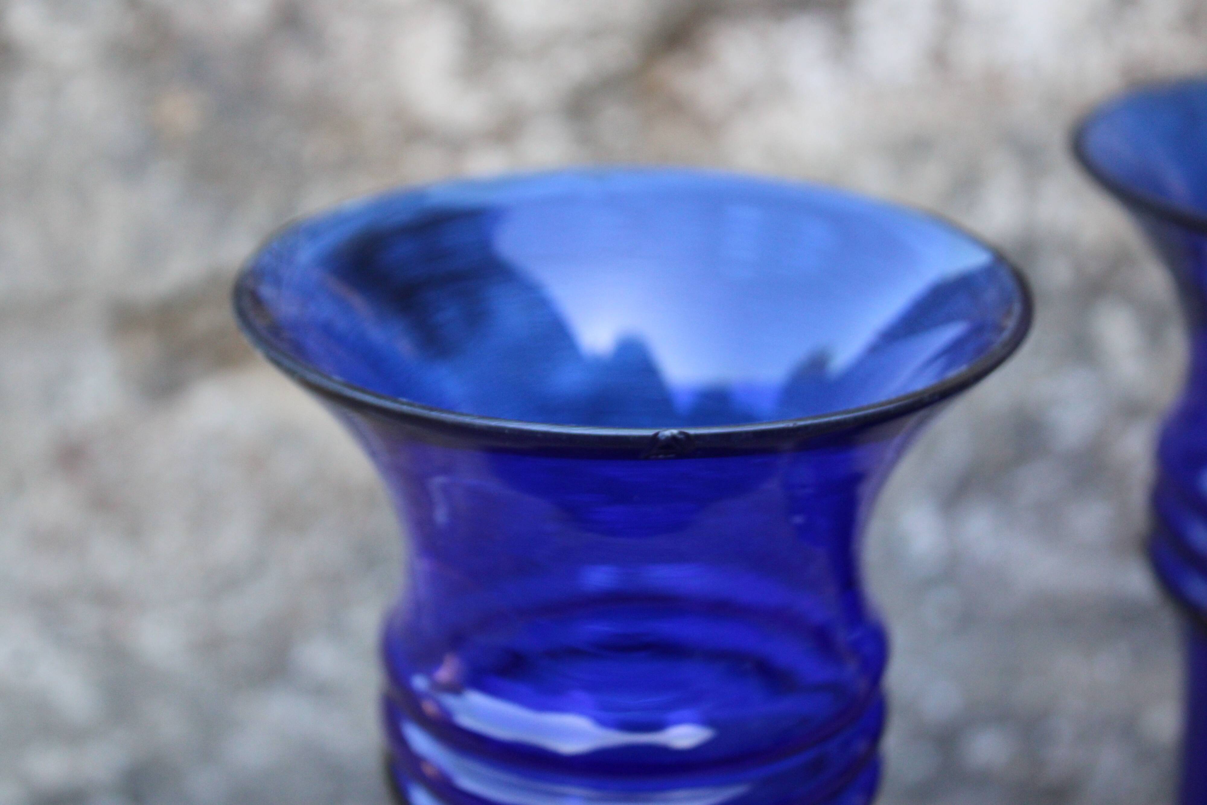 Pair of Holmegaard cobalt blue vases – Scandinavian design – Michael Bang