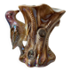 Kitsch Vase "Tree Trunk with Green Woodpecker" - Pink Iridescent Ceramic