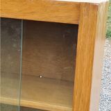 Wall display case from the 50s in solid blond oak