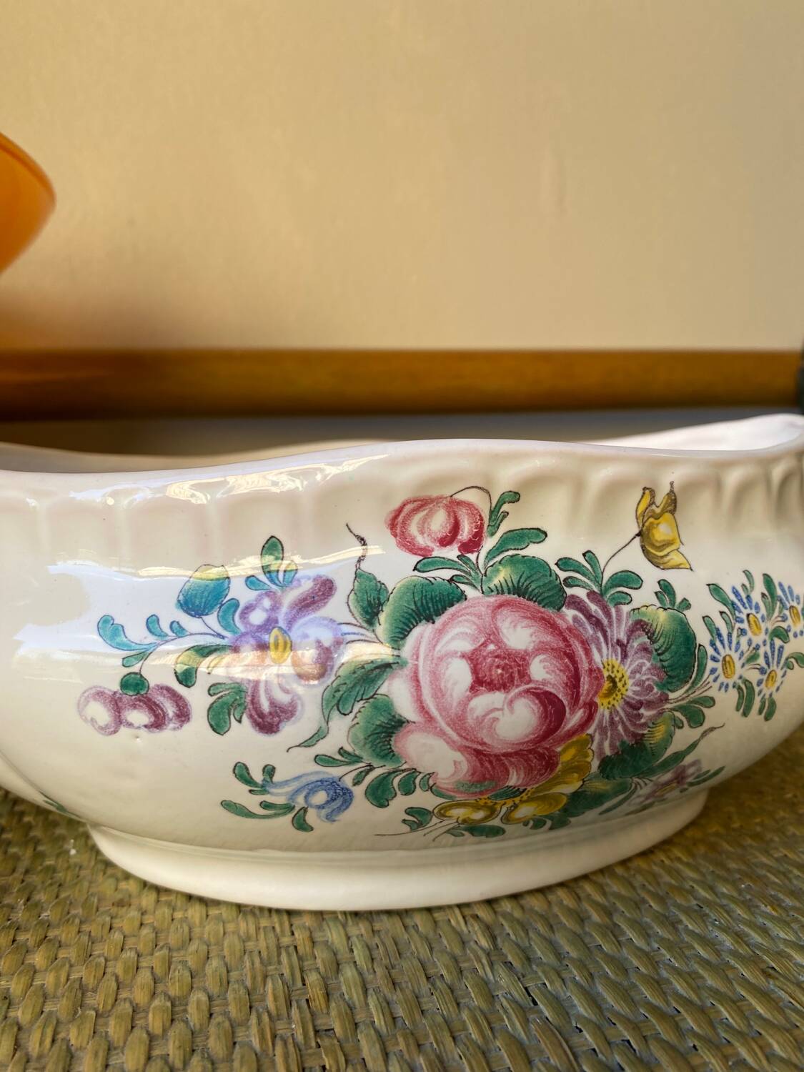 Signed earthenware vegetable dish