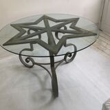 Star shaped cast iron round dining table 1970