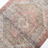 Faded brown & beige turkish runner rug 339x91cm