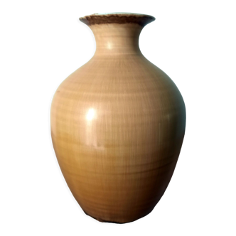 Vase céramique jaune moutarde XXe siècle Jean-Luc Noël