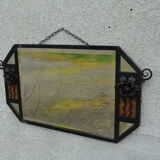 Bevelled mirror in wrought iron 92x48cm