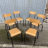 6 vintage industrial school chairs for communities mullca delagrave tube & wood french school chair