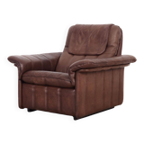 Fauteuil en cuir marron, design suisse, années 1970, fabrication : De Sede