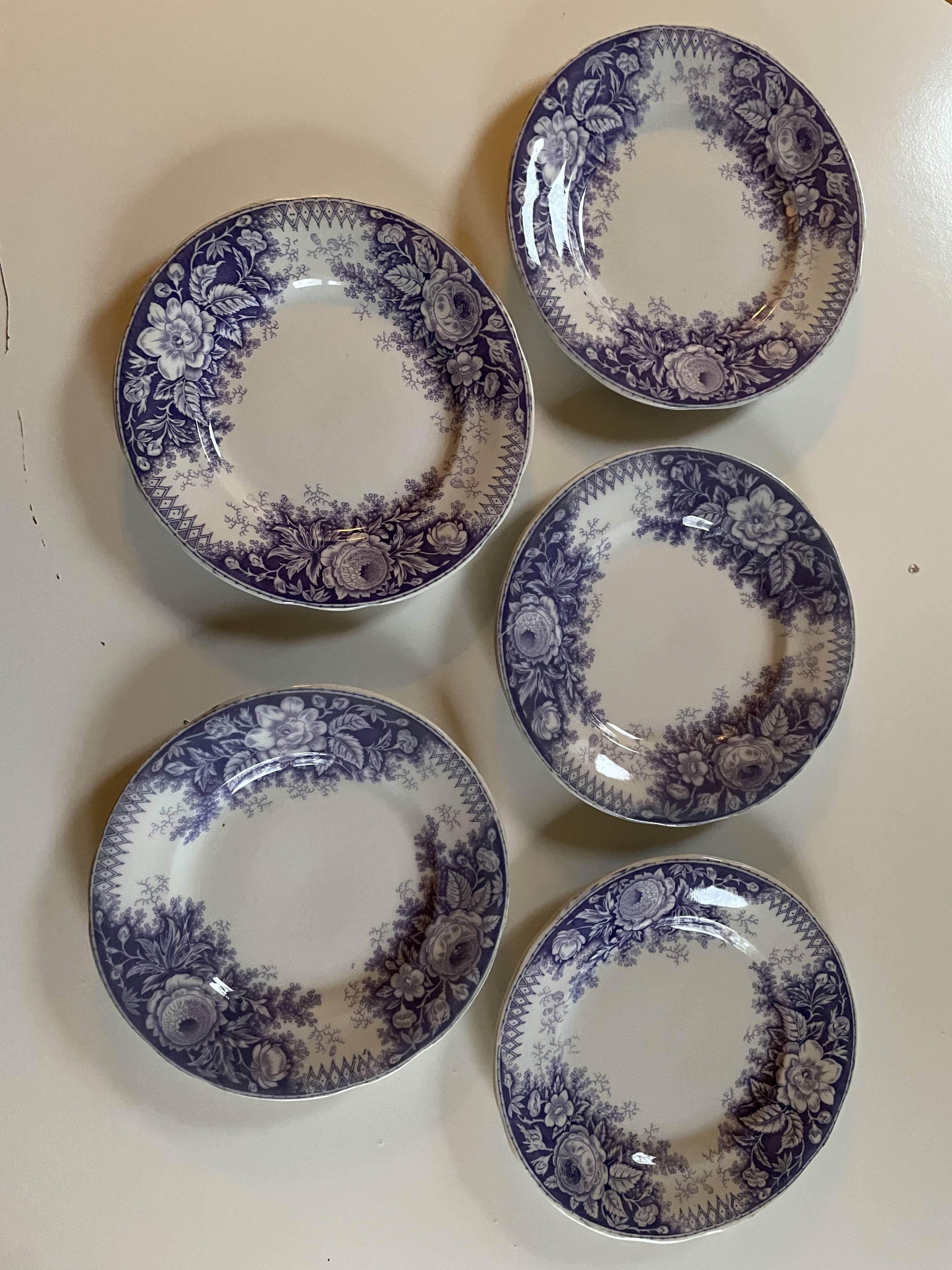 Assiettes dessert Sarreguemines modèle Jardinière XIXEME