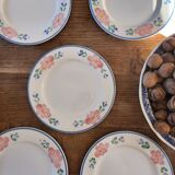 5 dessert plates Italian flowers blue / green / pink